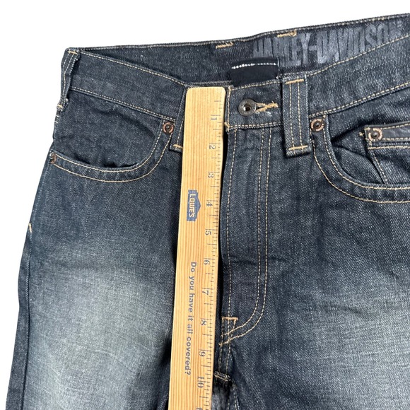 Harley Davidson Y2K Biker Moto Jean Dark Wash Straight Leg Denim Americana 30x30 - Picture 13 of 16